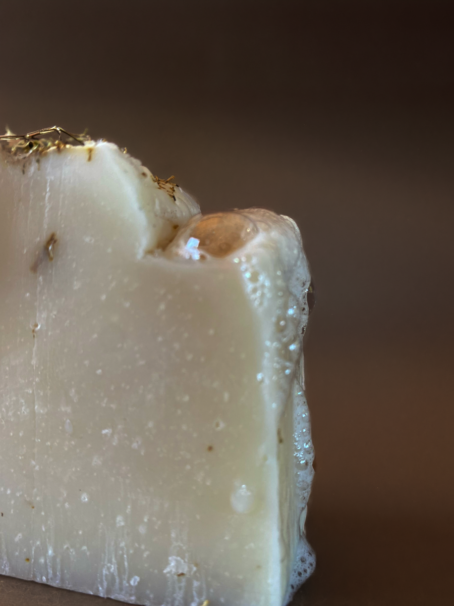 The Earth Bar handmade tallow soap lathering on hands — gentle fragrance-free soap for sensitive eczema-prone and dry skin — Lomay Skin South Africa