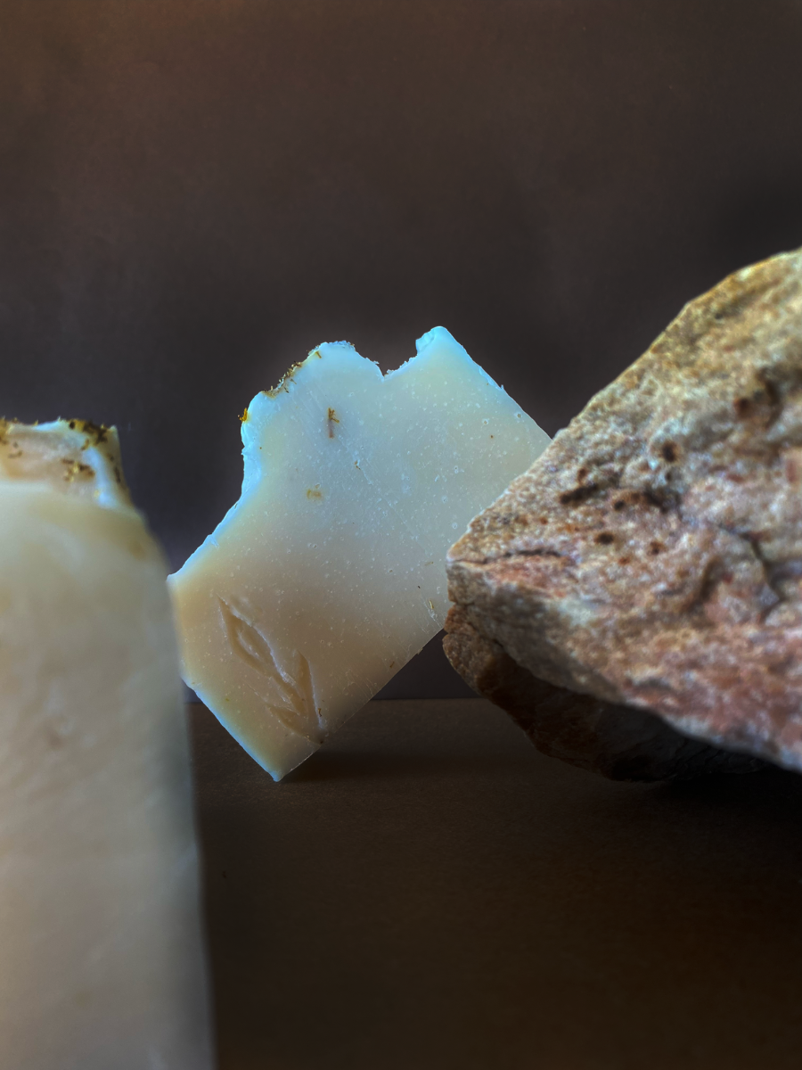 The Earth Bar handmade tallow soap lathering on hands — gentle fragrance-free soap for sensitive eczema-prone and dry skin — Lomay Skin South Africa